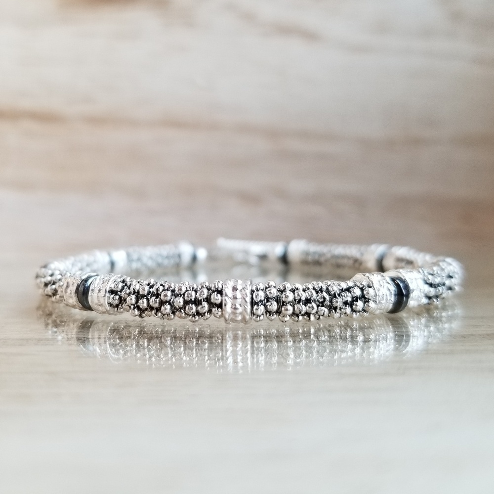 Hematite & Silver Beaded Bracelet